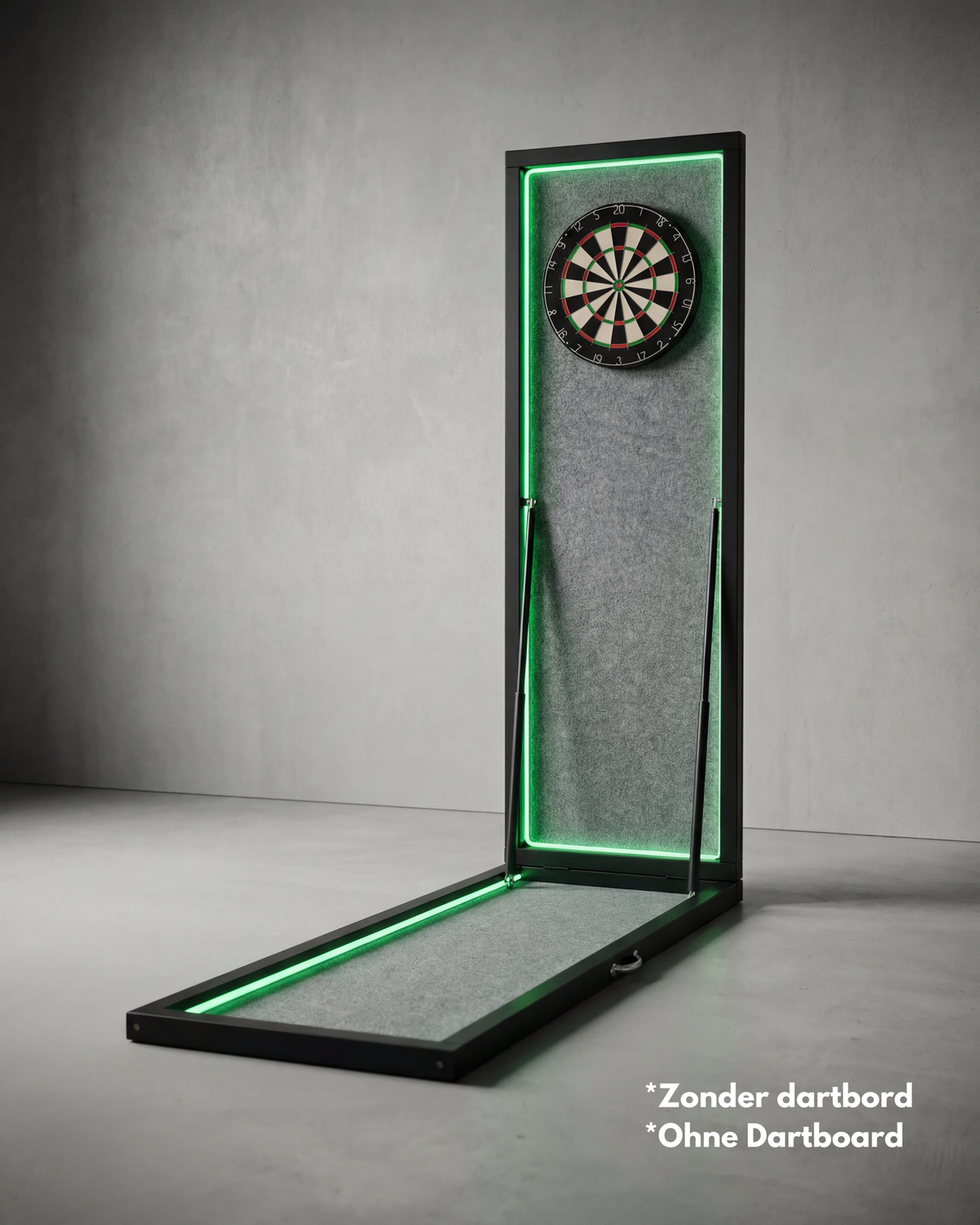 Dartfold LED officiële afstand bullseye 173 cm en oche 237 cm