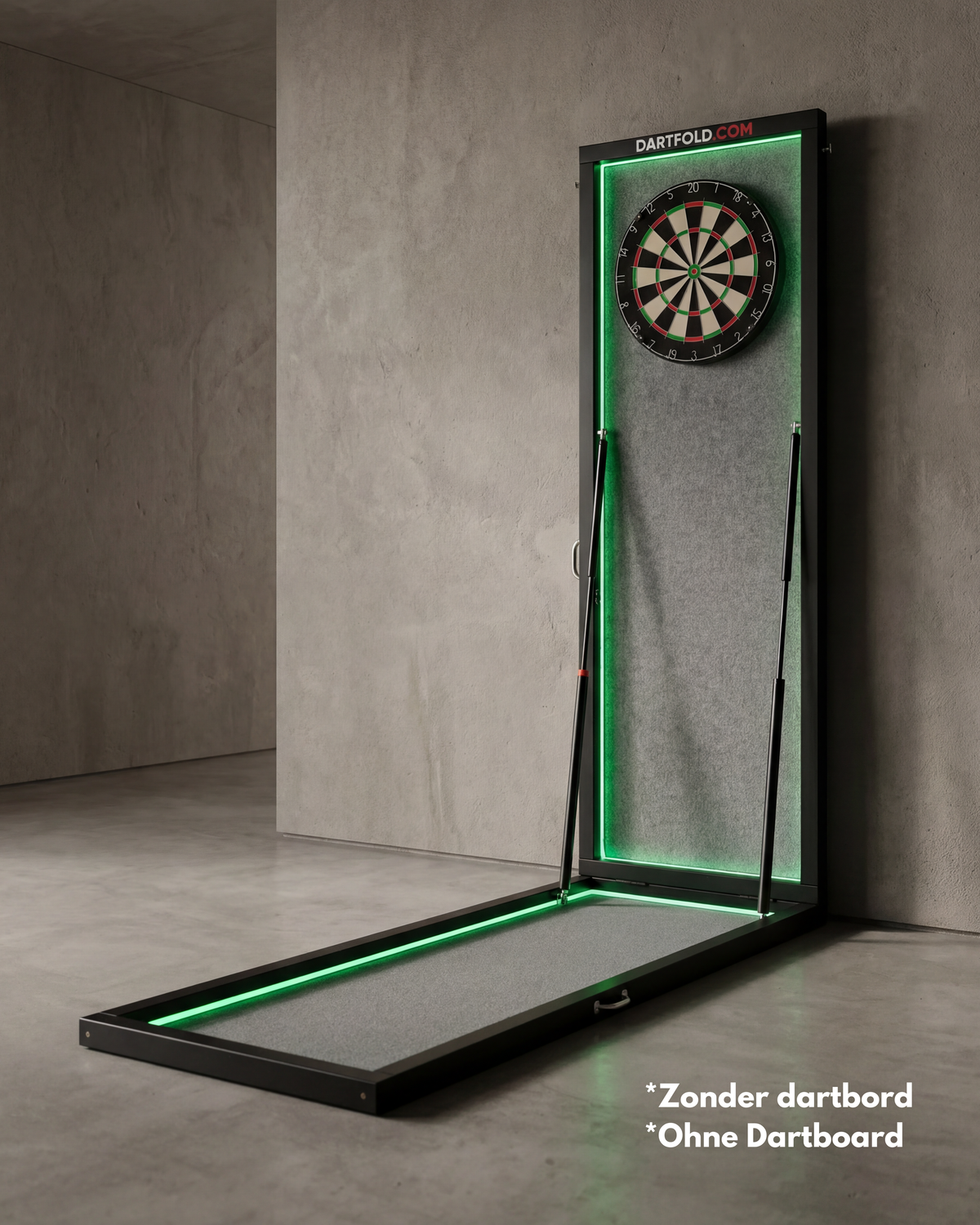 Dartfold LED dartbaan met verlichte oche en dartbord